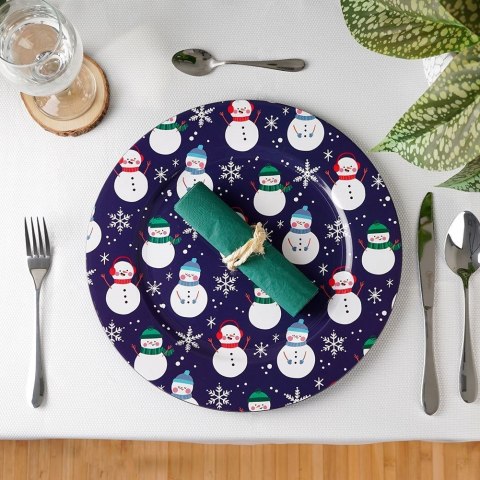 Podtalerz Świąteczny Bałwan Granatowy 33 cm VILDE Dekoracja Stołu