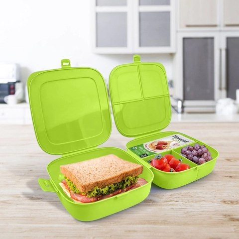 Pojemnik Lunchbox Dzielony 3 Komory 14 L VILDE z Klipsami 16 x 16 cm