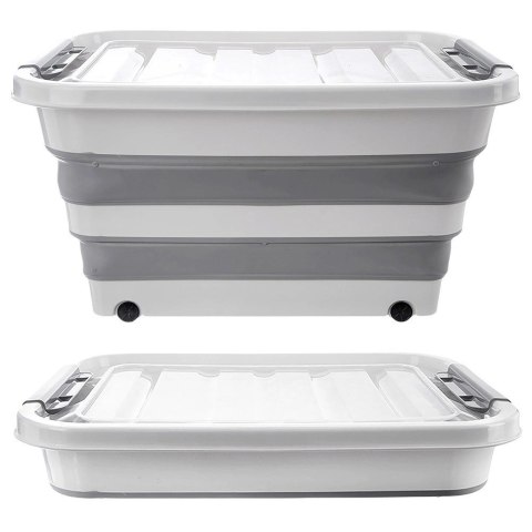 Pojemnik do Przechowywania na Kółkach Składany Klips Pokrywka ORION 30 l