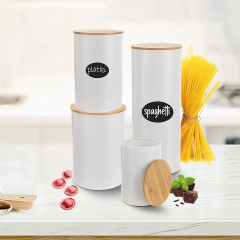 Pojemnik Metalowy 2,3 L ORION Bambusowa Pokrywka Szczelny 17,5 x 13,5 cm