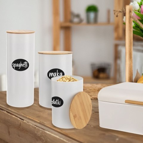 Pojemnik Metalowy 800 ml ORION Bambusowa Pokrywka Szczelny 12,5 x 9,5 cm