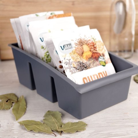 Pojemnik Organizer na Przyprawy Blat Kuchenny Pojemny VILDE Szary 25x15 cm