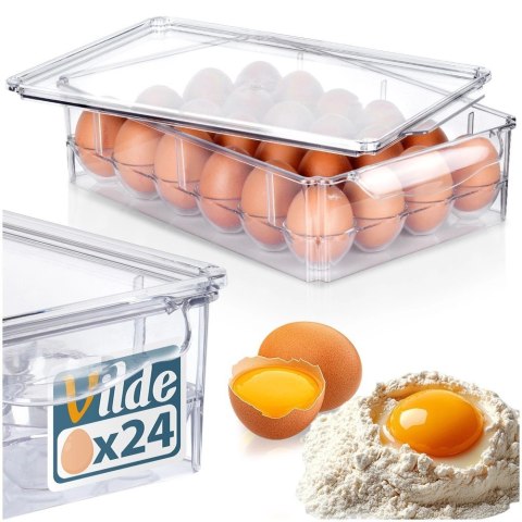 Pojemnik na Jajka Lodówka Duży 24 Sztuki VILDE Piętrowany 32 x 21 cm