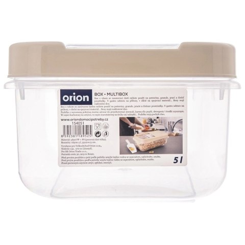 Pojemnik na Kapsułki Karmę Proszek 5 L 35 x 19,5 x 13 cm ORION Beżowy