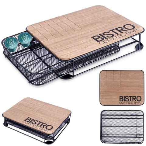 Pojemnik na Kapsułki do Kawy 30,5 x 24 x 6,5 cm VILDE Czarny z Szufladą