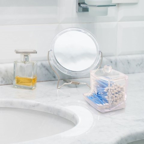 Pojemnik na Patyczki Kosmetyczne z Podajnikiem 9 x 7 x 9 cm ORION Akrylowy