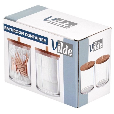 Pojemnik na Patyczki Płatki Bambus 2 szt. VILDE z Podajnikiem 7 x 10 cm
