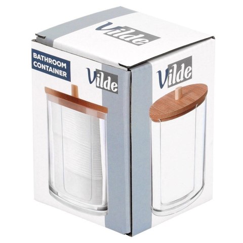 Pojemnik na Płatki Kosmetyczne Podajnik Bambus 7 x 10 cm VILDE z Pokrywką