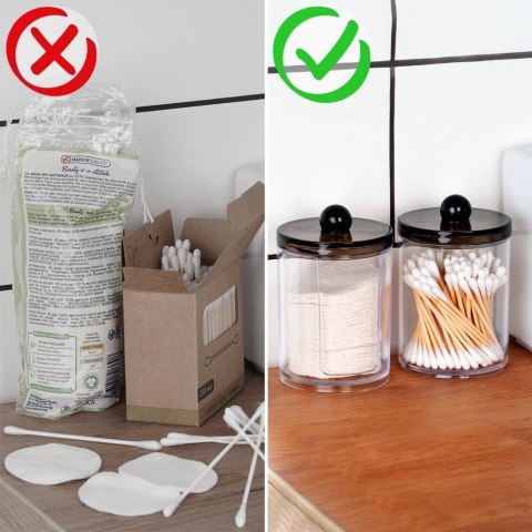 Pojemnik na Płatki Kosmetyczne z Podajnikiem 7 x 11 cm VILDE z Pokrywką