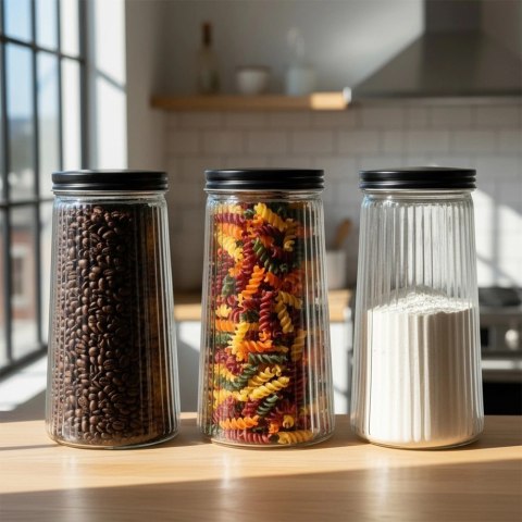 Pojemnik na produkty sypkie szklany z pokrywką 1,4 l