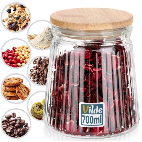 Pojemnik na produkty sypkie szklany z pokrywką i uszczelką 700 ml