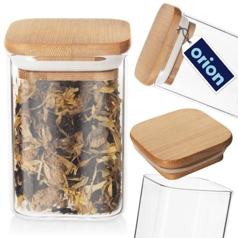 Pojemnik Szklany Kwadratowy Sypkie 200 ml ORION z Uszczelką 8,5 x 6 cm