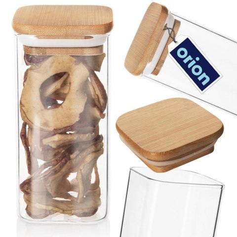 Pojemnik Szklany Kwadratowy Sypkie 320 ml ORION z Uszczelką 12,5 x 6 cm