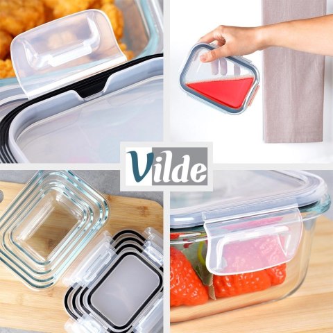 Pojemniki na żywność szklane z pokrywką i uszczelką 4 szt.