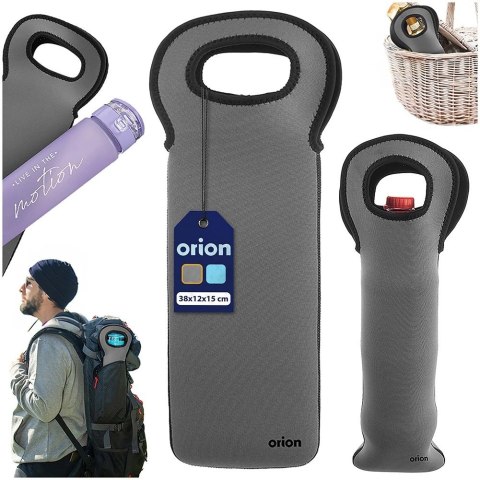 Pokrowiec Termiczny na Butelkę Neopren Szary ORION Uchwyt 38 cm