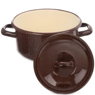 Pokrywka Emaliowana Brązowa Uniwersalna do Garnka Rondla Solidna ORION 14cm
