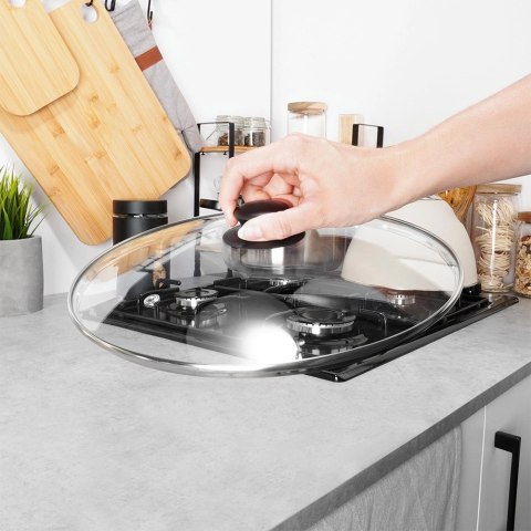 Pokrywka Szklana Duża Żaroodporna Odpowietrznik 32 cm VILDE Zmywarka