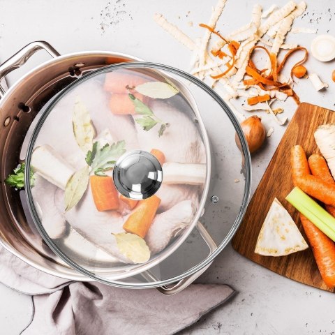 Pokrywka do Garnka Patelni Rondla z Rantem Szklana Uniwersalna ORION 28 cm