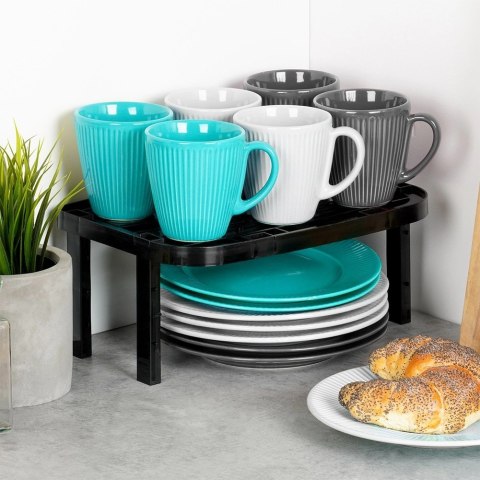 Półka Kuchenna Czarna Regulowana Wysokość 31 x 22 cm VILDE na Talerze Kubki