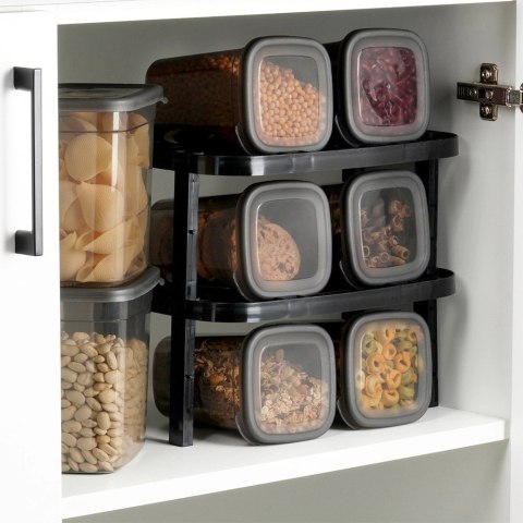 Półka Kuchenna Czarna Regulowana Wysokość 31 x 22 cm VILDE na Talerze Kubki