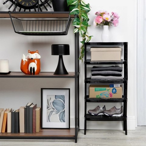 Półka Kuchenna Czarna Regulowana Wysokość 31 x 22 cm VILDE na Talerze Kubki