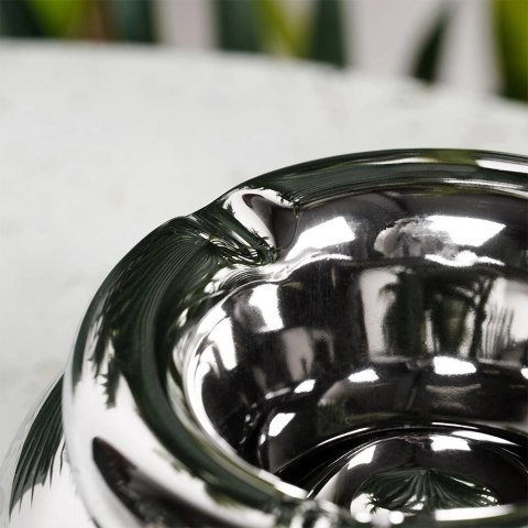 Popielniczka Okrągła Dolomit Srebrna Stołowa Błyszcząca 11 cm VILDE