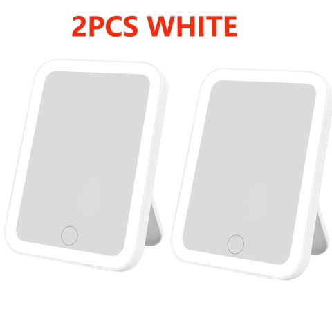 3-kolorowe lusterko kosmetyczne LED z ekranem dotykowym, ładowane przez USB, ściemniane lusterko do makijażu 3 jasności, przenośne