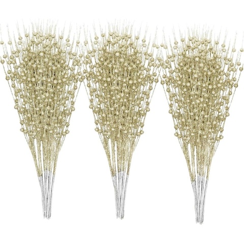 60 Głów Brokatowe Jagody Sztuczne Kwiaty Ozdoby na Choinkę Dekoracja Wazon DIY Wieniec Rękodzieło Dekoracje Domu Navidad Supplies