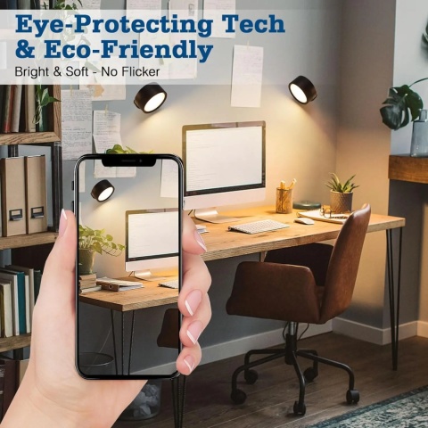 Magnetyczna lampa ścienna LED, ściemnialna, magnetyczne lampki do zdjęć 360 °   Obrotowy Dotykowy Pilot Zdalnego Sterowania Szafka Reflektor Lampka Nocna