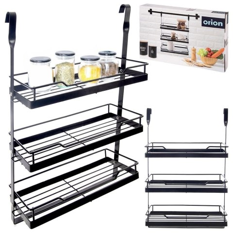Półka Kuchenna Wisząca 3 Poziomy Reling Metal Czarny RADKA ORION