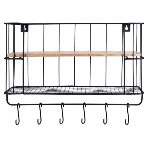 Półka Kuchenna z Wieszakami Metalowa Loft Czarna VILDE 41 x 12 x 25,5 cm