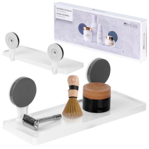 Półka Pod Prysznic Biała Długa na Przyssawki Koszyk 32 x 115 cm BS