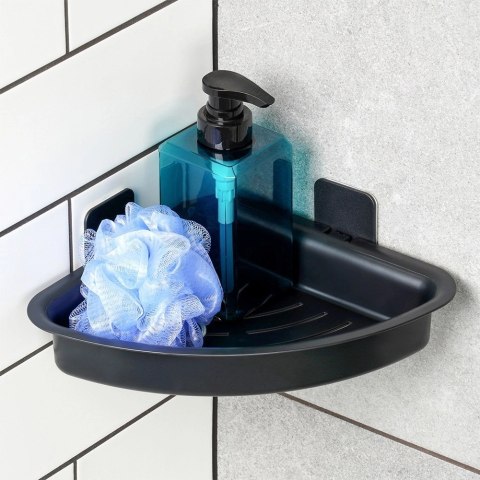 Półka Pod Prysznic Narożna Czarna Przyklejana Taśma 3M VILDE