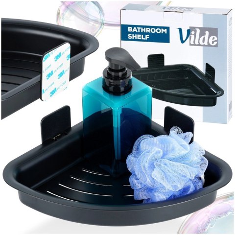 Półka Pod Prysznic Narożna Czarna Przyklejana Taśma 3M VILDE