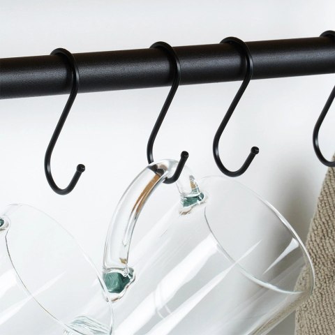 Półka Ścienna z Haczykami Drewniana Kuchenna Łazienkowa VILDE 43x18x26 cm