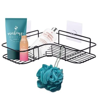 Półka pod Prysznic Metalowa Łazienkowa Czarna Przyklejana VILDE 26,5x26,5cm