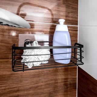 Półka pod Prysznic Metalowa Łazienkowa Czarna Przyklejana VILDE 31x12x9,5cm