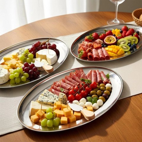 Półmisek Stalowy Owalny Duży Taca do Serwowania 34 x 215 cm VILDE