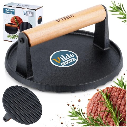 Prasa Forma Praska do Mięsa Hamburgerów Kotletów Żeliwna VILDE 17,5 cm