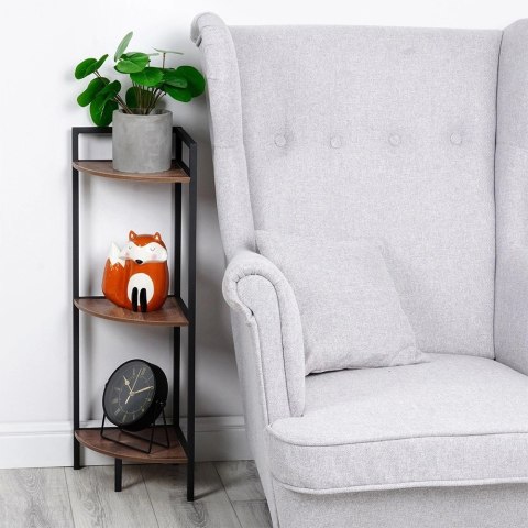 Regał Metalowy Narożny Czarny 3 Półki MDF 235 x 235 x 76 cm TRENDS4YOU