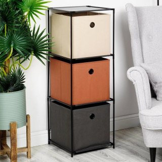 Regał Metalowy z 3 Pojemnikami Czarny Szuflady 345 x 345 x 100 cm