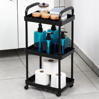 Regał na Kółkach Czarny 3 Poziomy Mobilny 30 x 21 x 61 cm VILDE