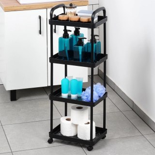 Regał na Kółkach Czarny 4 Poziomy Mobilny 30 x 21 x 86 cm VILDE
