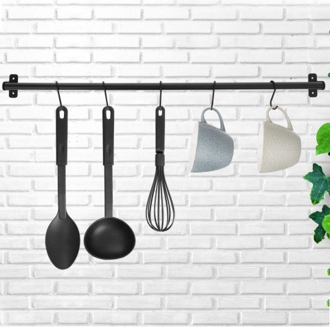 Reling Wieszak z Haczykami Kuchenny Metalowy Czarny RADKA 78,5 cm