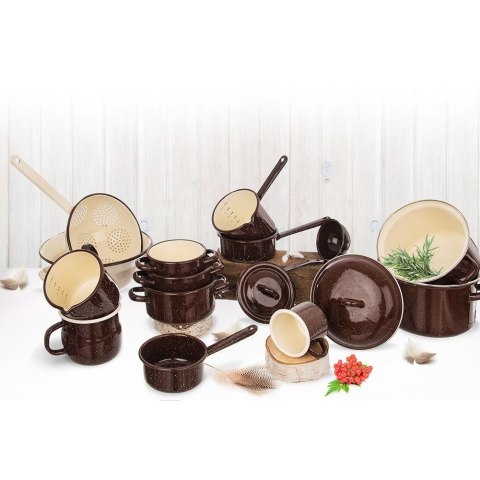 Rondel Emaliowany BROWN Nakrapiany 14 cm 900 ml Indukcja ORION