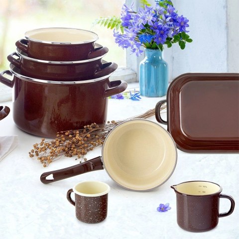 Rondel Emaliowany BROWN Retro 16 cm 1 L Indukcja Piekarnik ORION