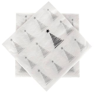 Serwetki Papierowe 20 szt. Choinka Srebrna 3-warstwowe 33 x 33 cm ORION