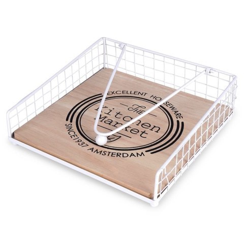 Serwetnik Metalowy Biały z Dociskiem EXCELLENT HOUSEWARE 18,5 x 18,5 cm