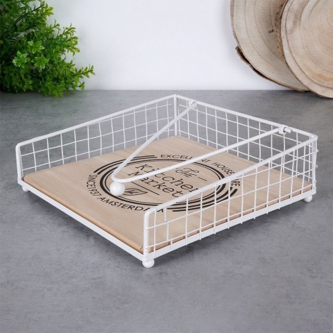 Serwetnik Metalowy Biały z Dociskiem EXCELLENT HOUSEWARE 18,5 x 18,5 cm