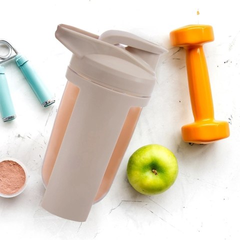 Shaker Treningowy z Kulą Tritan Szczelny 700 ml Beżowy ORION